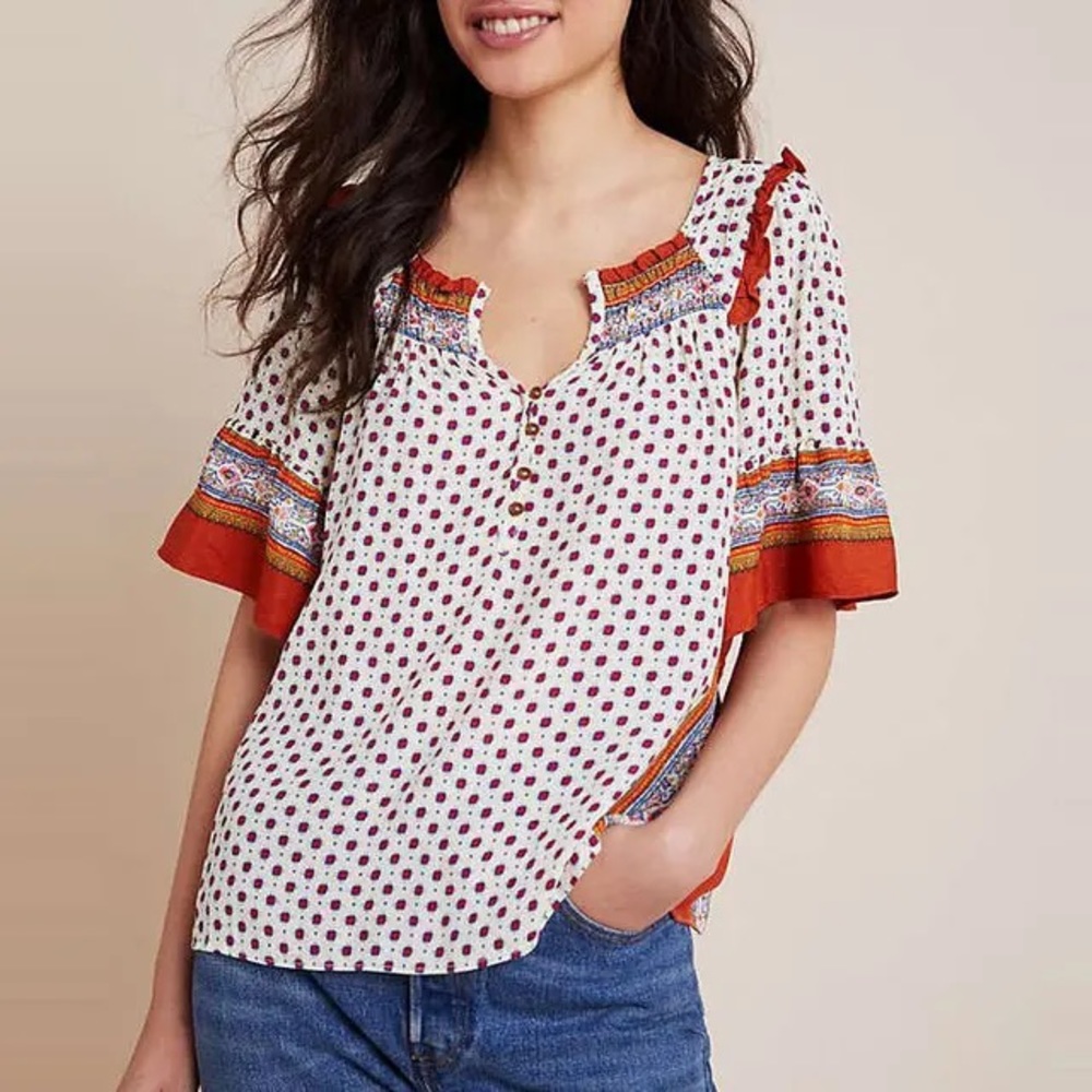 Anthropologie Maeve Letitia Smocked Blouse